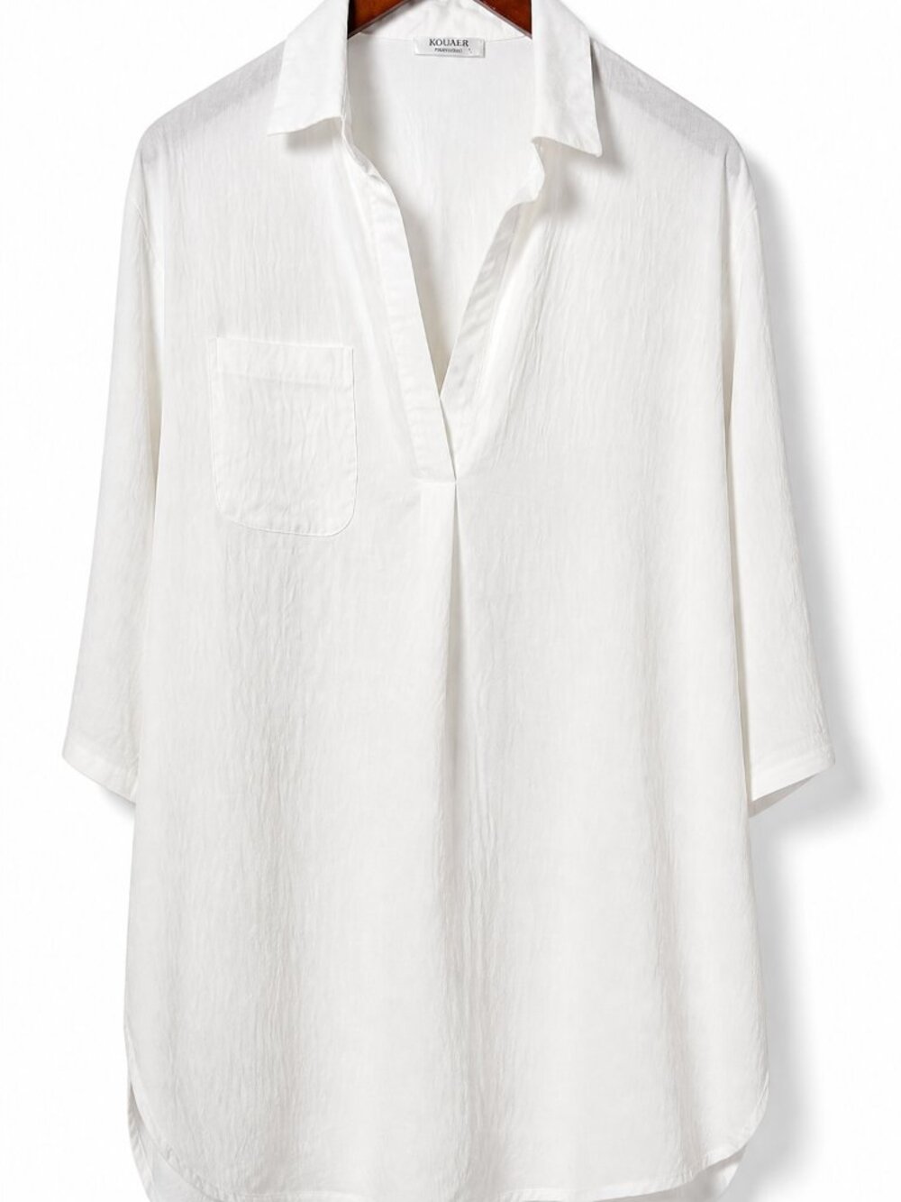 EKOUAER White Rayon Blouse – Size L – Oversized Fit